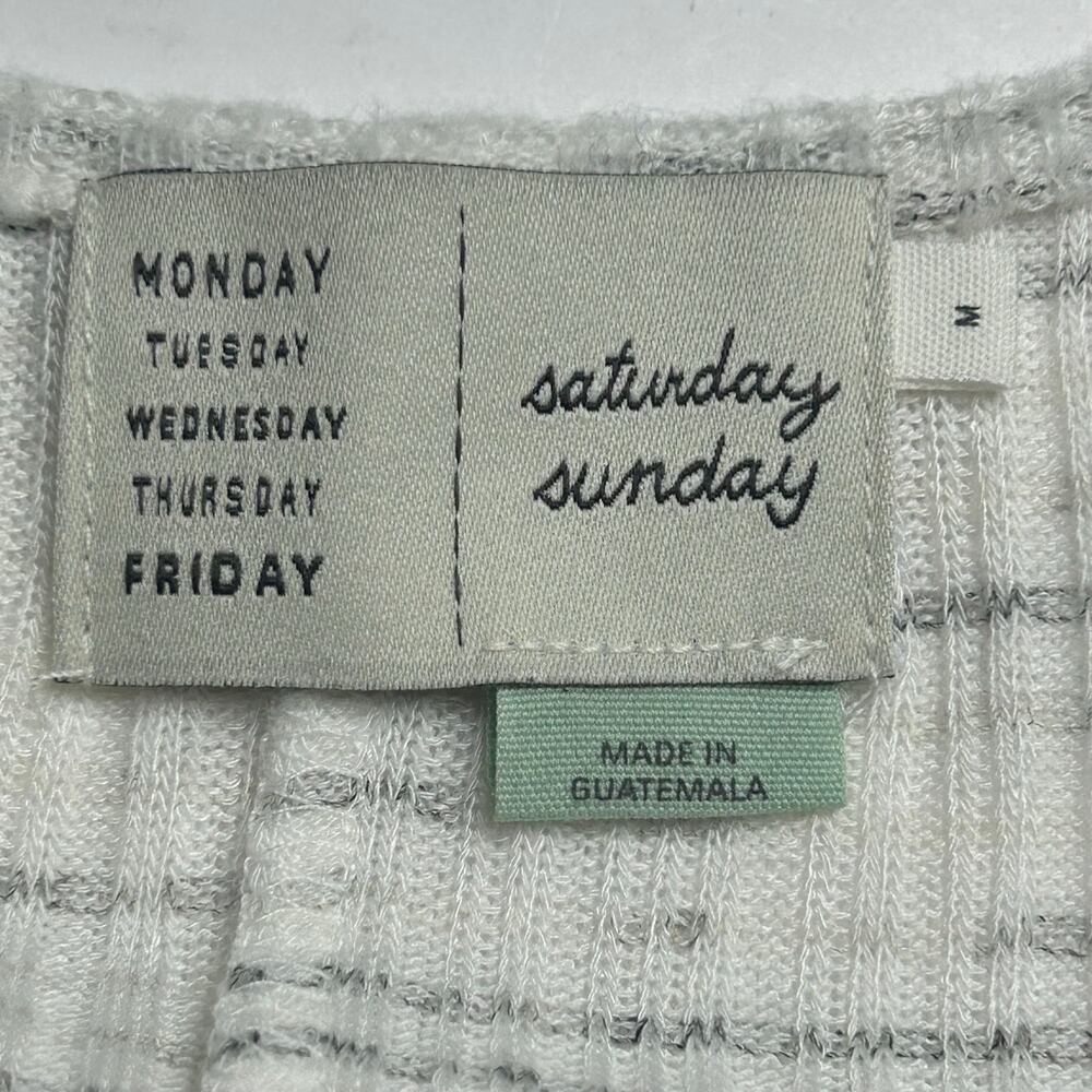 Anthropologie Saturday Sunday gray/white striped open duster sweater M - Picture 7 of 9